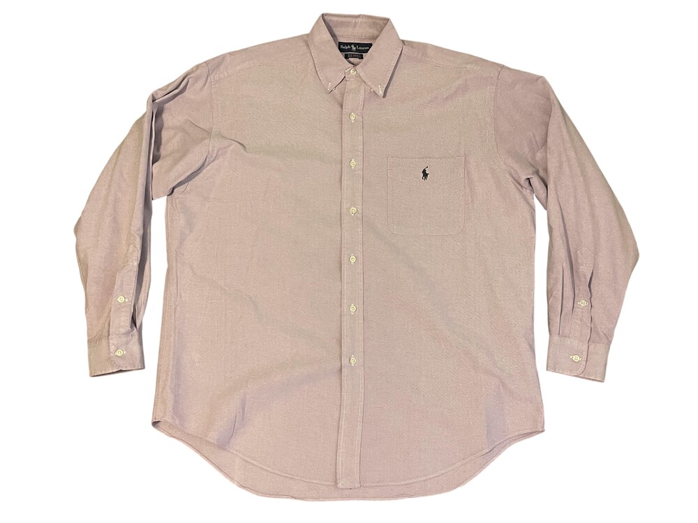 Ralph Lauren Shirt Mens Medium Purple Solid Big Shirt Button Down Long Sleeve